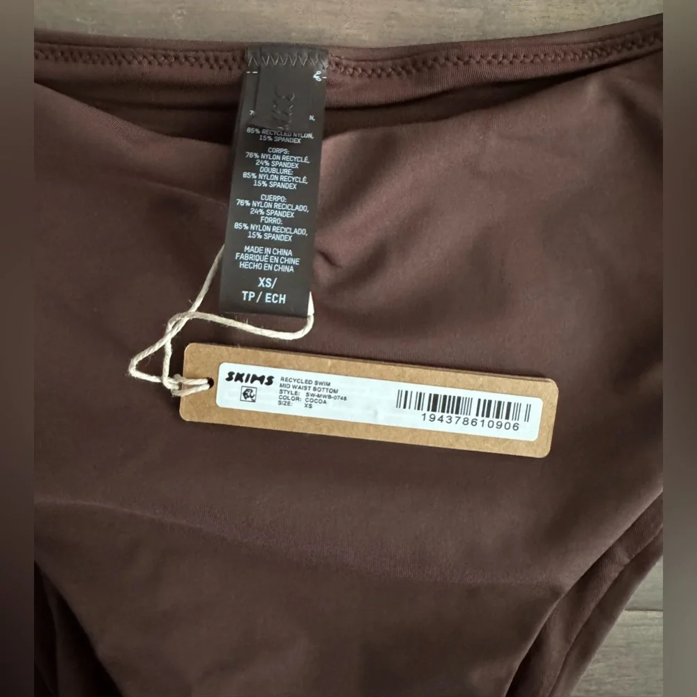 NWT SKIMS Swim Mid Waist Bottoms-Cocoa